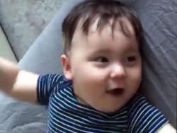 WATCH: Baby Hunter James Pitt goes crazy for "Baby Shark" song